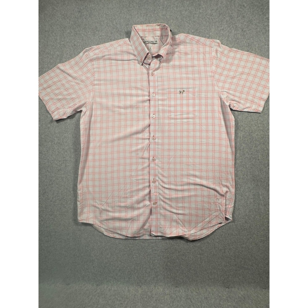 Southern Point Co Mens Large Pink Blue Plaid Short Sleeve Button Down Shirt